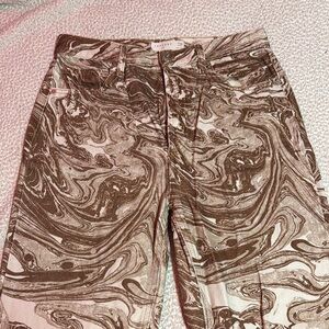 Topshop Brown and White Patterned Jean Pants